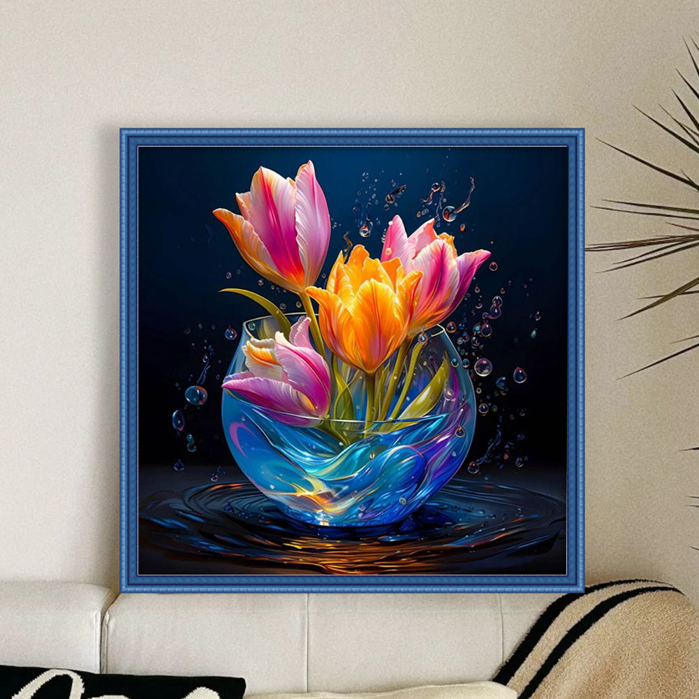 Luminous Tulip Vase - 11CT Stamped Cross Stitch 40*40CM