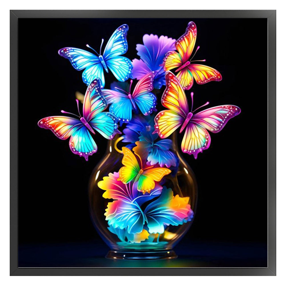 Glow-In-The-Dark Butterfly Vase - 11CT Stamped Cross Stitch 40*40CM