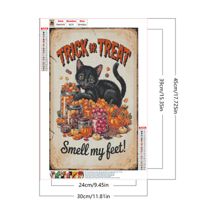 Halloween Cats - Full Round Drill Diamond Painting 30*45CM