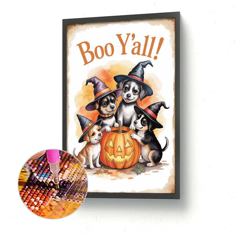 Halloween Dogs - Full Round Drill Diamond Painting 30*45CM