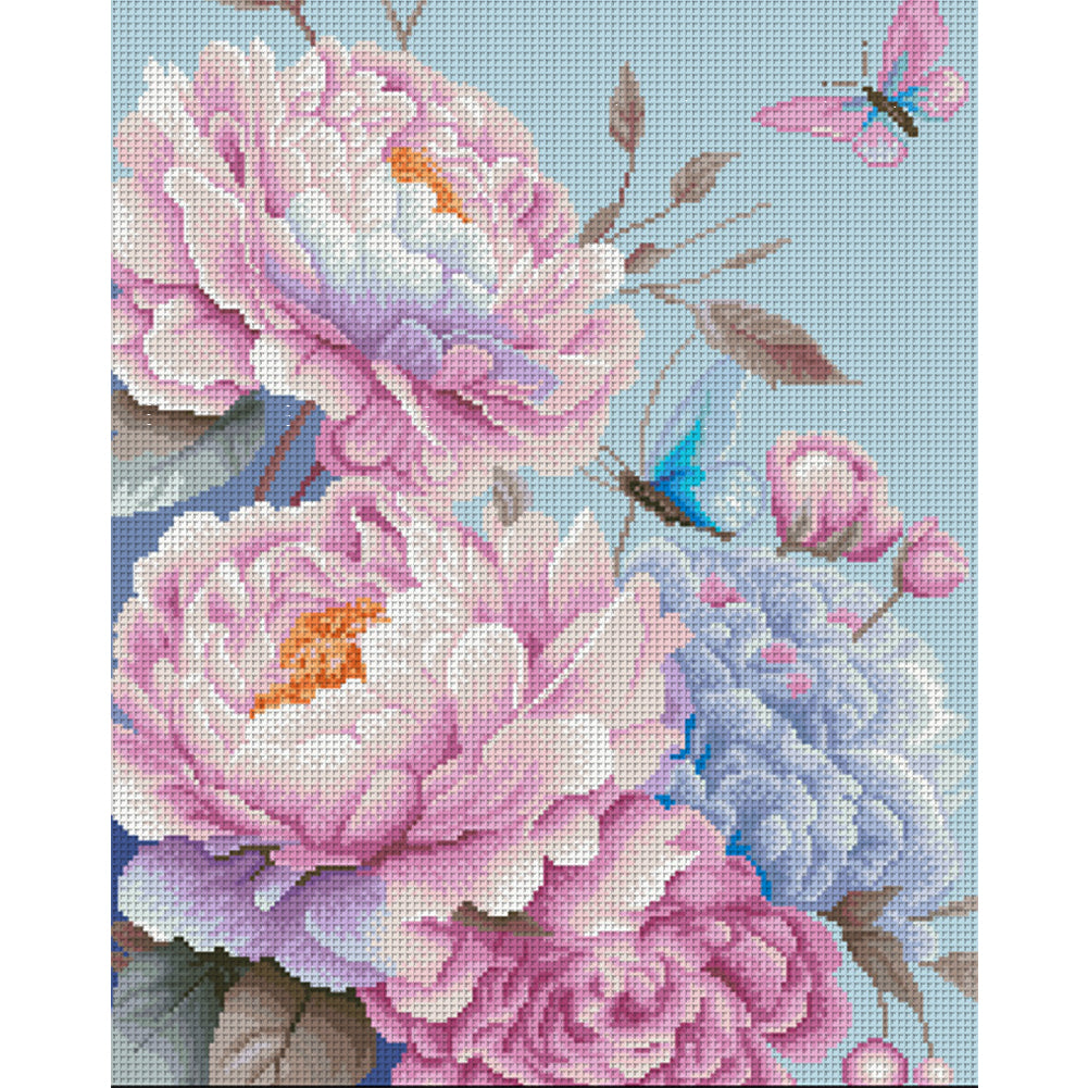 Healing Peonies - 11CT Stamped Cross Stitch 50*60CM(Mona Lisa Brand)