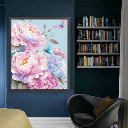 Healing Peonies - 11CT Stamped Cross Stitch 50*60CM(Mona Lisa Brand)