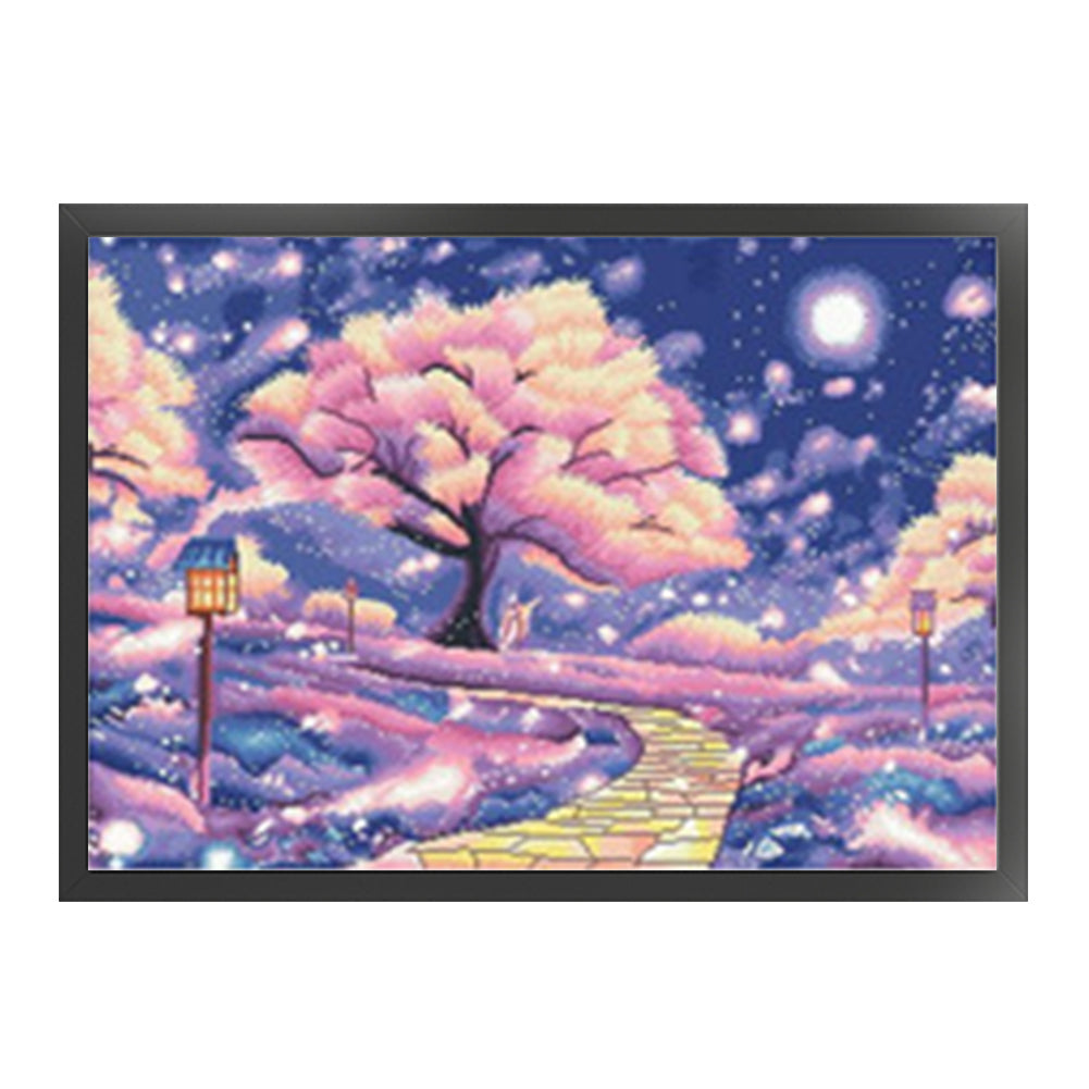 Under The Cherry Blossom Tree - 11CT Stamped Cross Stitch 81*62CM(Mona Lisa Brand)