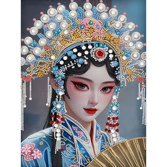 Chinese Style Girl - Special Shaped Drill Diamond Painting 30*40CM