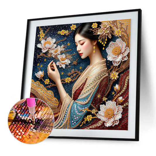 Ancient Style Girl - Special Shaped Drill Diamond Painting 30*30CM