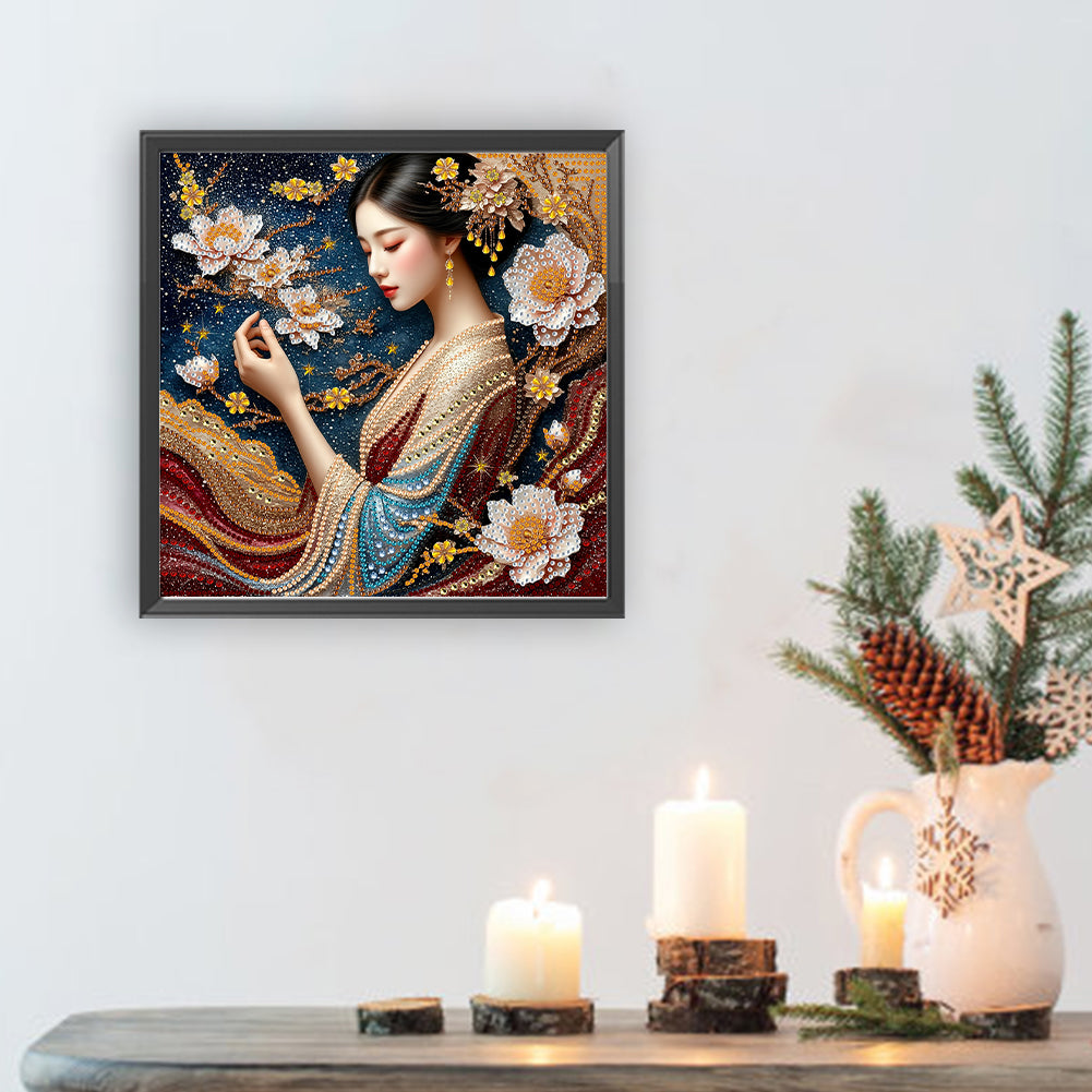 Ancient Style Girl - Special Shaped Drill Diamond Painting 30*30CM