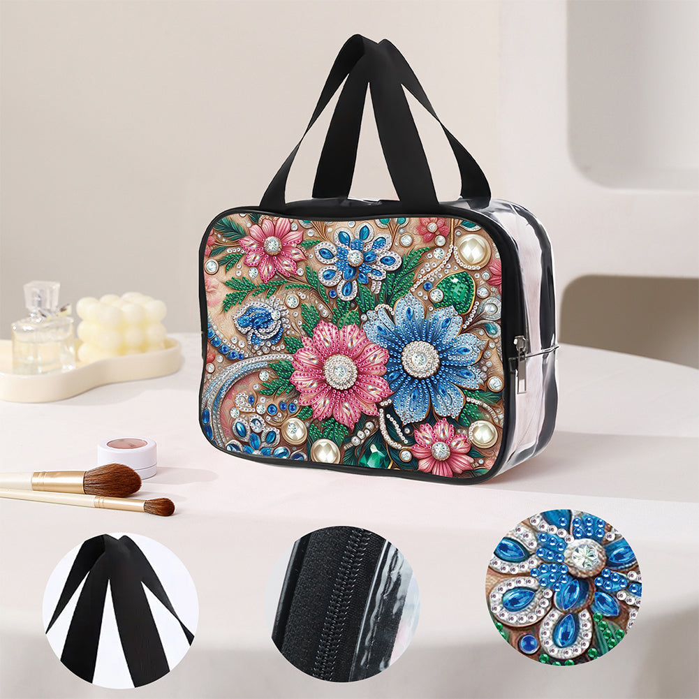 DIY Diamond Art Rhinestone Makeup Bag Crystal Transparent PVC Storage Pack Gift
