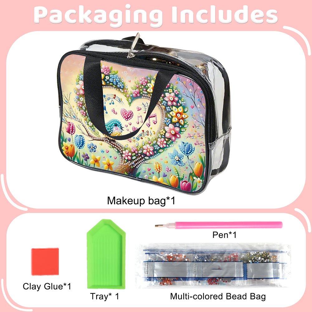 DIY Diamond Art Rhinestone Makeup Bag Crystal Transparent PVC Storage Pack Gift