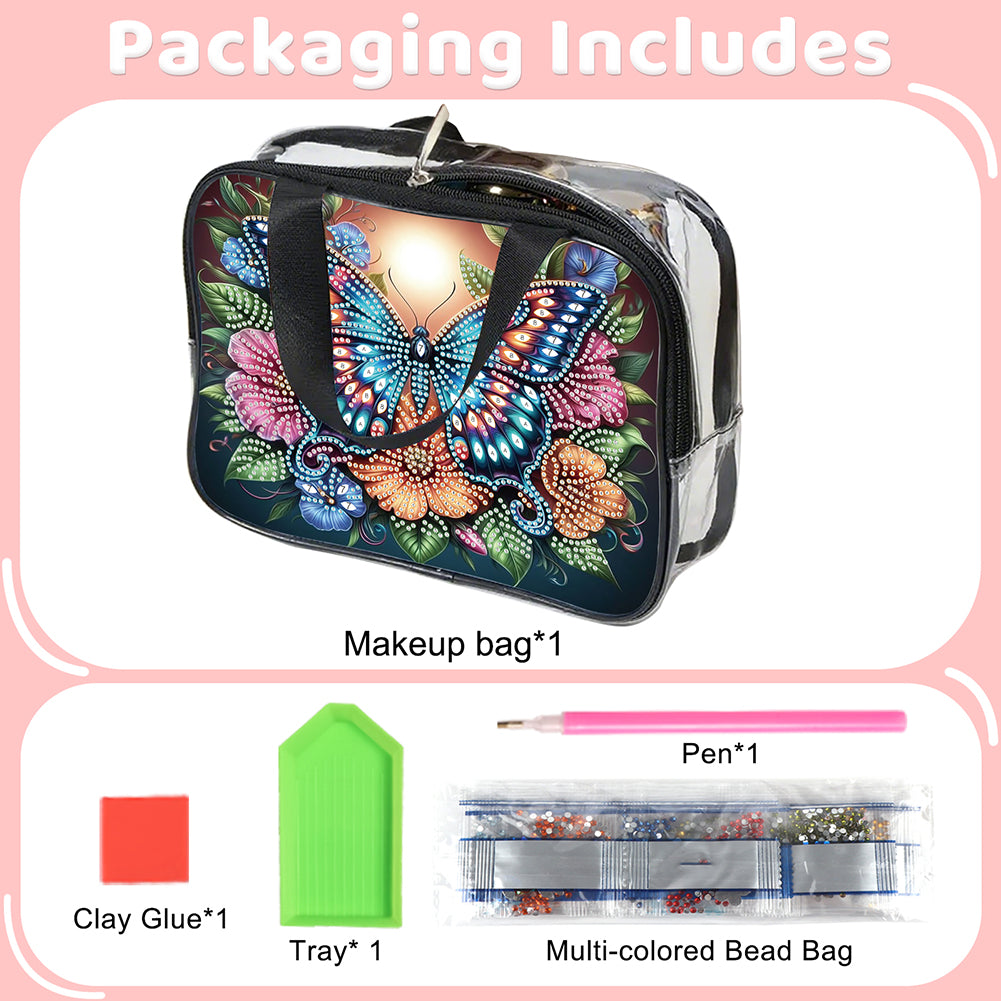 DIY Diamond Art Rhinestone Makeup Bag Crystal Transparent PVC Storage Pack Gift