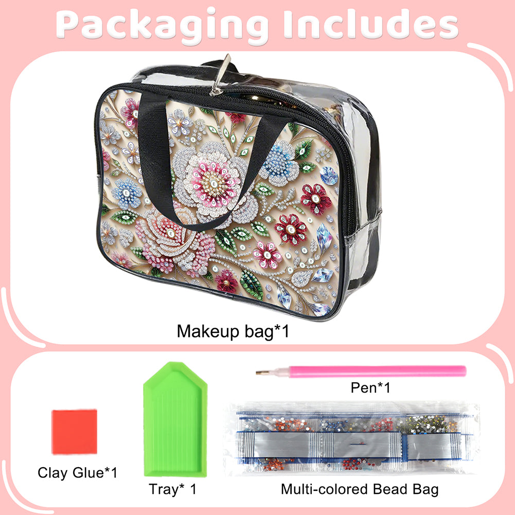 DIY Diamond Art Rhinestone Makeup Bag Crystal Transparent PVC Storage Pack Gift