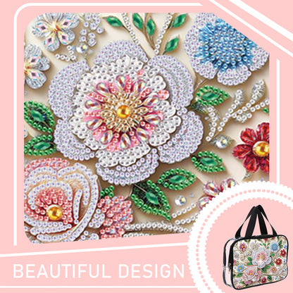 DIY Flowers Diamond Art Rhinestone Makeup Bag Transparent PVC Storage Pack Gift
