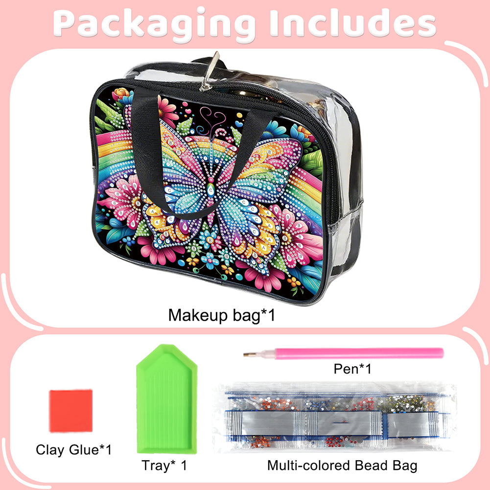 DIY Diamond Art Rhinestone Makeup Bag Crystal Transparent PVC Storage Pack Gift