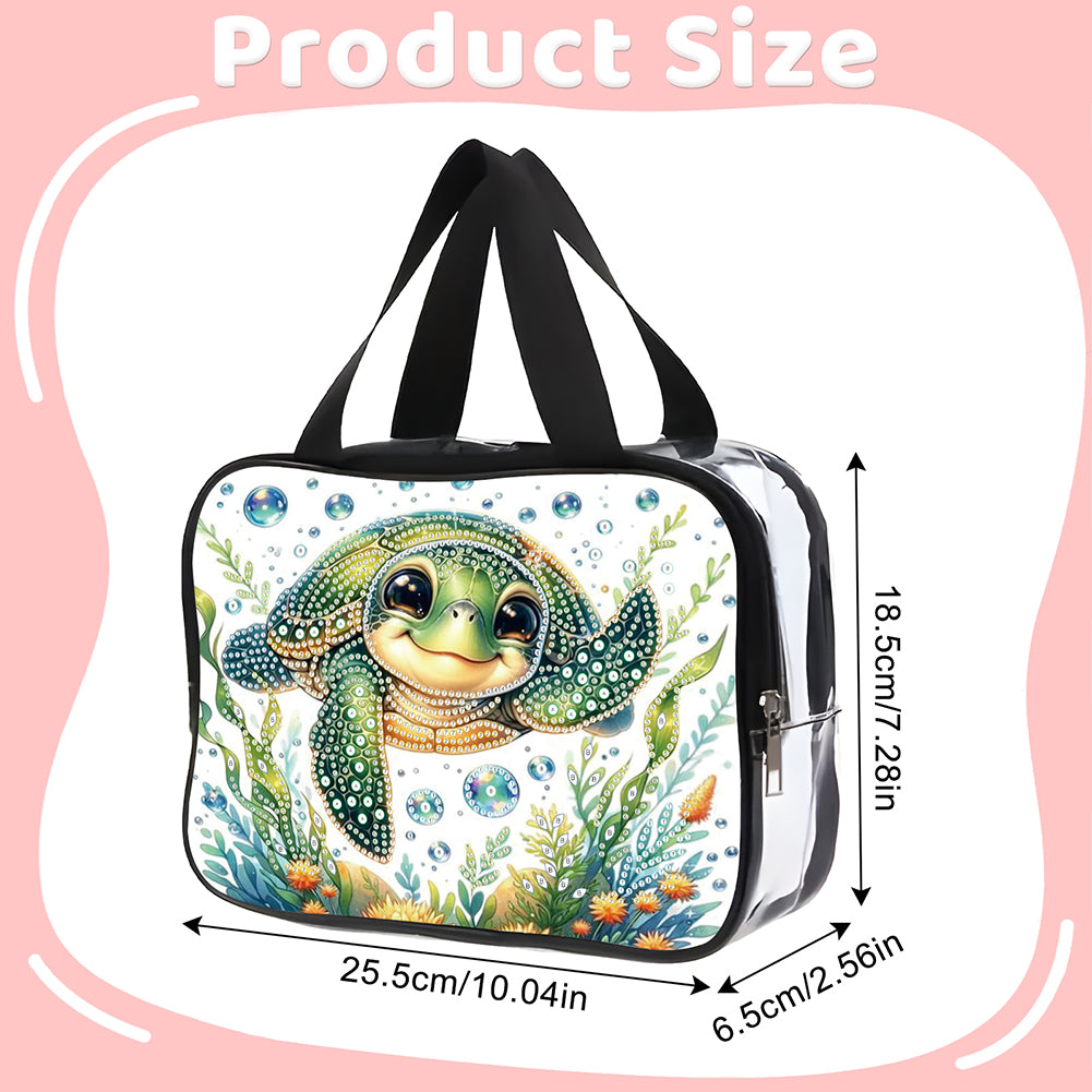 DIY Turtle Diamond Art Rhinestone Makeup Bag Transparent PVC Storage Pack Gift