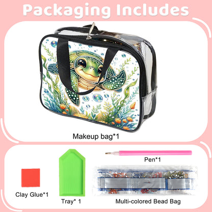 DIY Turtle Diamond Art Rhinestone Makeup Bag Transparent PVC Storage Pack Gift