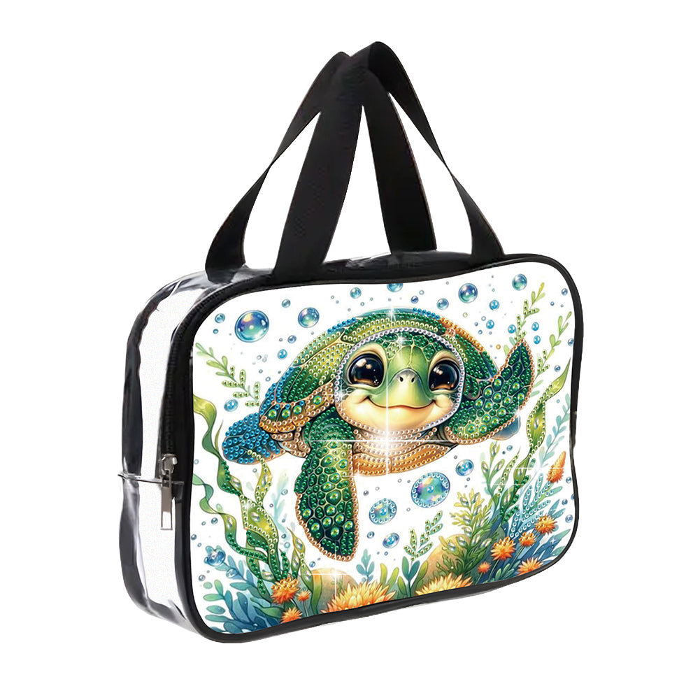 DIY Turtle Diamond Art Rhinestone Makeup Bag Transparent PVC Storage Pack Gift