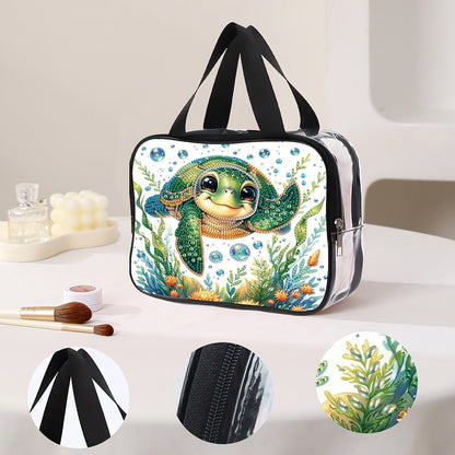 DIY Turtle Diamond Art Rhinestone Makeup Bag Transparent PVC Storage Pack Gift