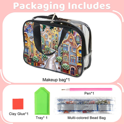 DIY House Diamond Art Rhinestone Makeup Bag Transparent PVC Storage Pack Gift