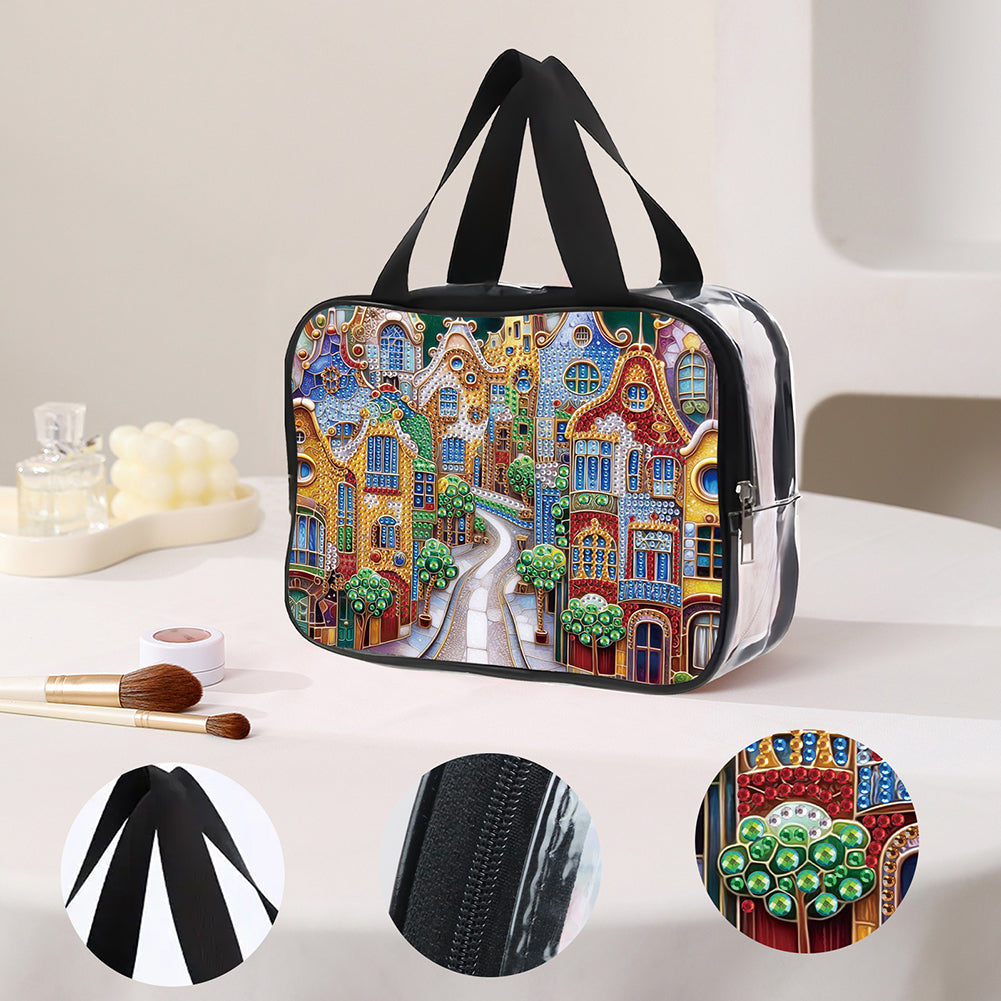 DIY Diamond Art Rhinestone Makeup Bag Crystal Transparent PVC Storage Pack Gift