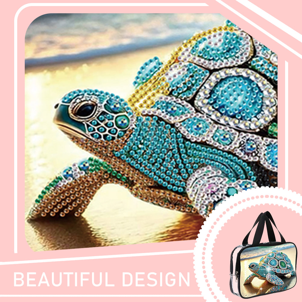 DIY Turtle Diamond Art Rhinestone Makeup Bag Transparent PVC Storage Pack Gift