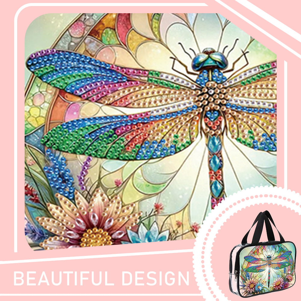DIY Dragonfly Diamond Art Rhinestone Makeup Bag Transparent PVC Storage Pack