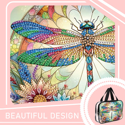 DIY Dragonfly Diamond Art Rhinestone Makeup Bag Transparent PVC Storage Pack