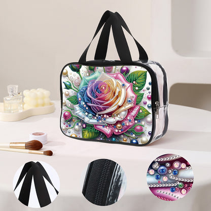 DIY Rose Diamond Art Rhinestone Makeup Bag Transparent PVC Storage Pack Gift