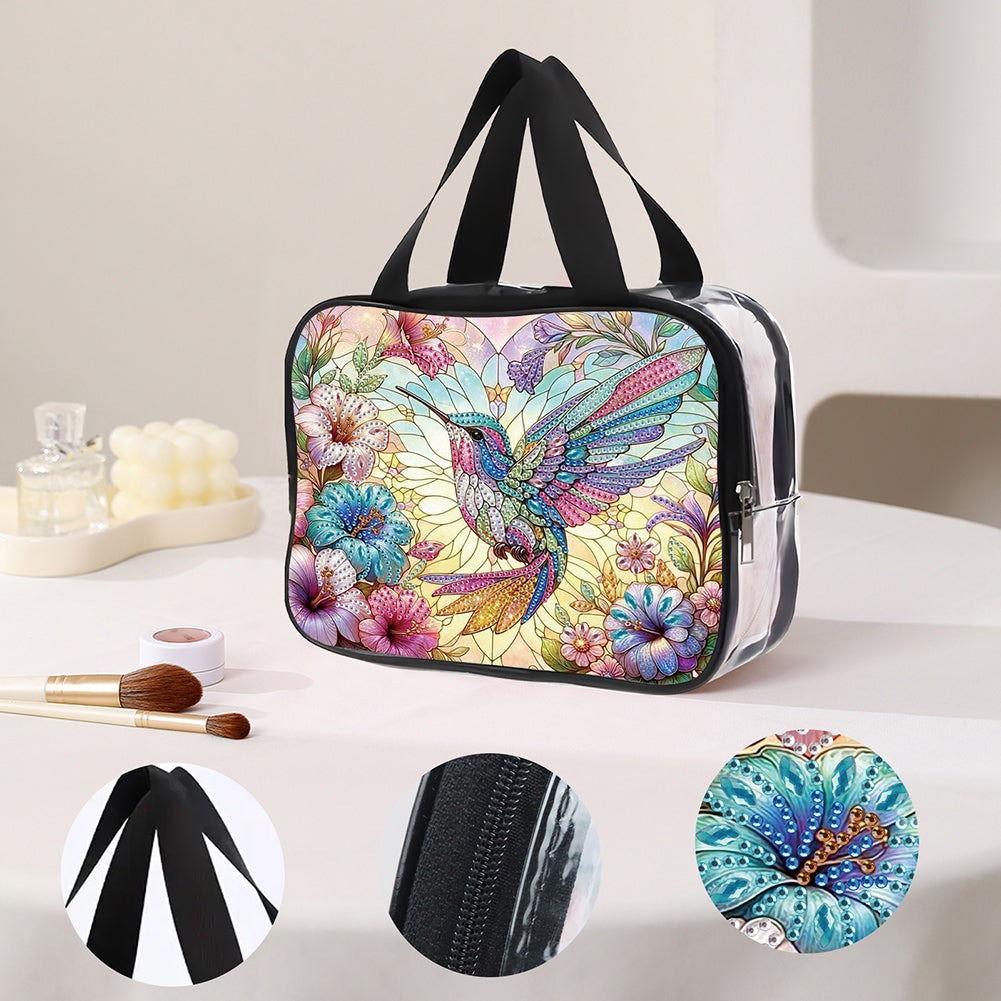 DIY Diamond Art Rhinestone Makeup Bag Crystal Transparent PVC Storage Pack Gift