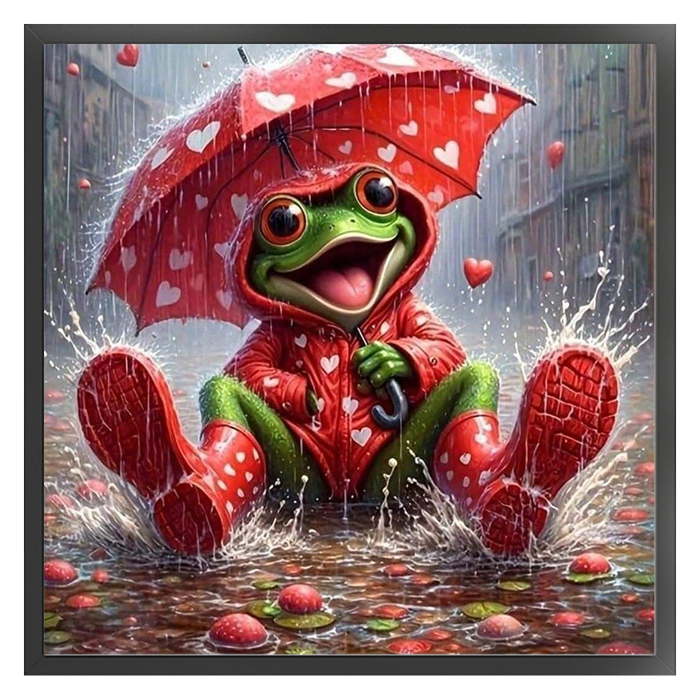 Frog With Umbrella - 11CT Stamped Cross Stitch 40*40CM