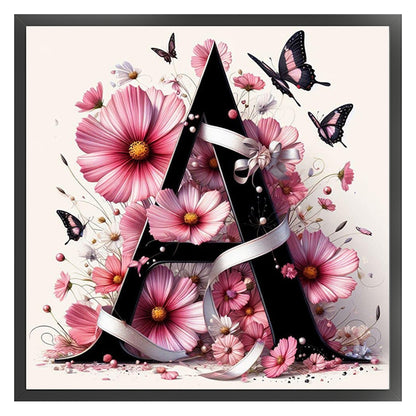 Butterfly And Flower Letter A - 11CT Stamped Cross Stitch 40*40CM