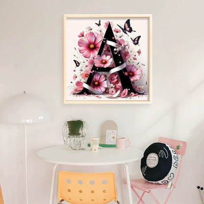 Butterfly And Flower Letter A - 11CT Stamped Cross Stitch 40*40CM