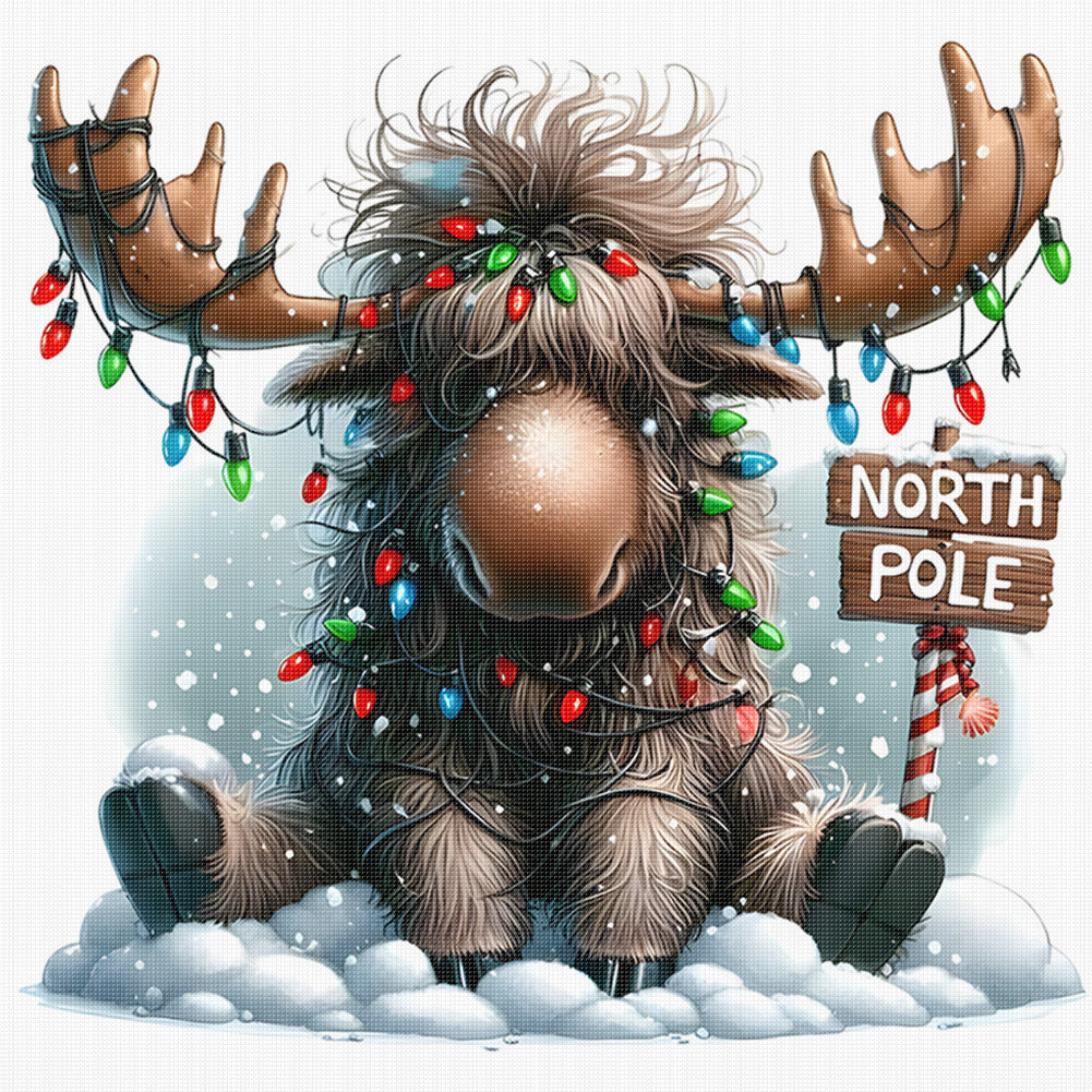 Winter Elk - 11CT Stamped Cross Stitch 40*40CM