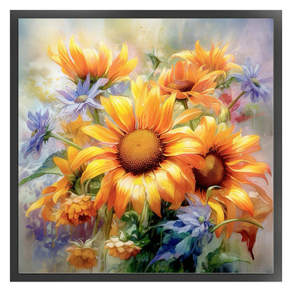 Sunflower Oil Painting - 11CT Stamped Cross Stitch 40*40CM