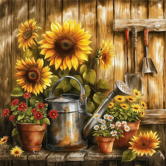 Sunflower Watering Can - 11CT Stamped Cross Stitch 40*40CM