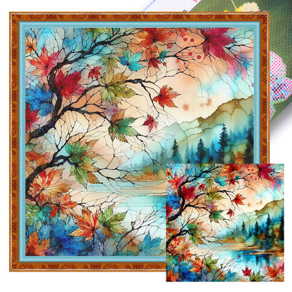 Glass Scenery Painting - 11CT Stamped Cross Stitch 40*40CM