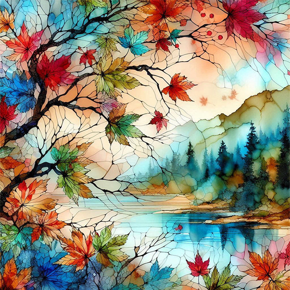 Glass Scenery Painting - 11CT Stamped Cross Stitch 40*40CM