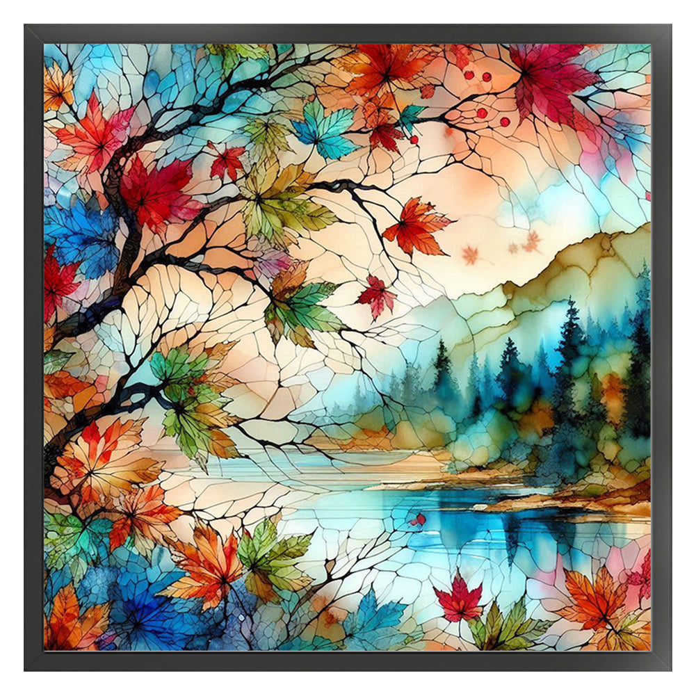 Glass Scenery Painting - 11CT Stamped Cross Stitch 40*40CM