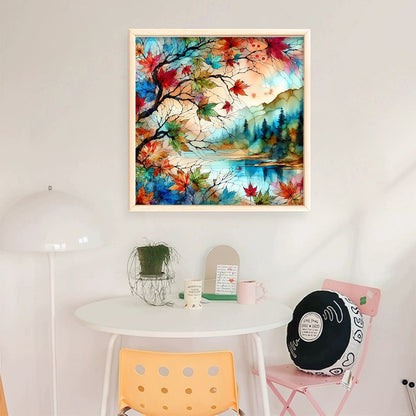 Glass Scenery Painting - 11CT Stamped Cross Stitch 40*40CM