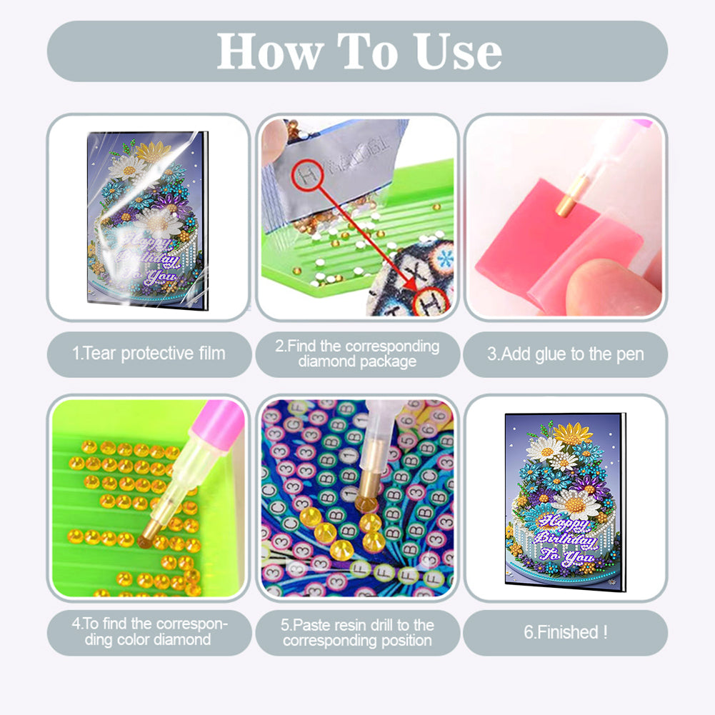 2pcs 50-Page A5 Size Diamond Painting Notebook for Adults Holiday Birthday Gift