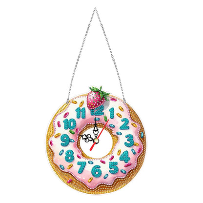 2Pcs Diamond Painting Ornament with Clock Function Hanging Clock Art Craft Decor