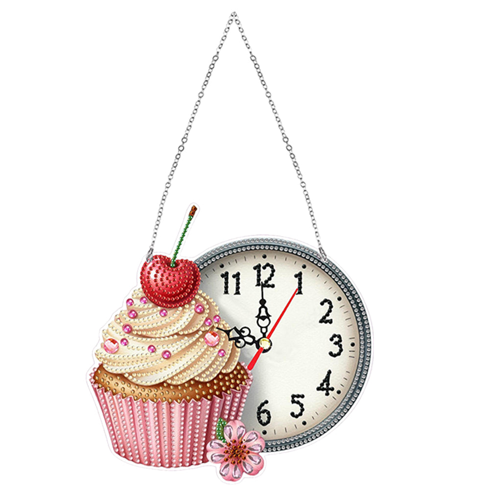 2Pcs Diamond Painting Ornament with Clock Function Hanging Clock Art Craft Decor