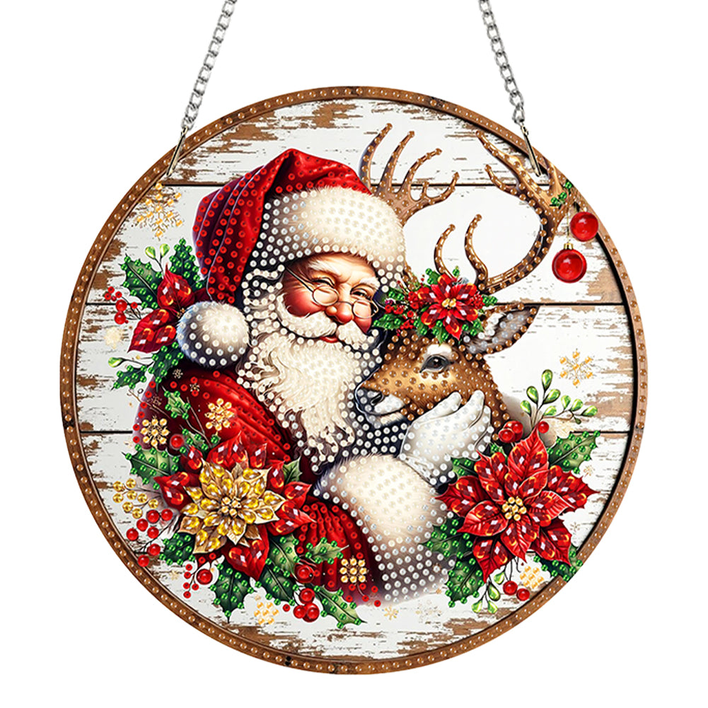 Acrylic 2D Flat DIY Christmas Diamond Art Pendant Wall Decor for Home & Windows