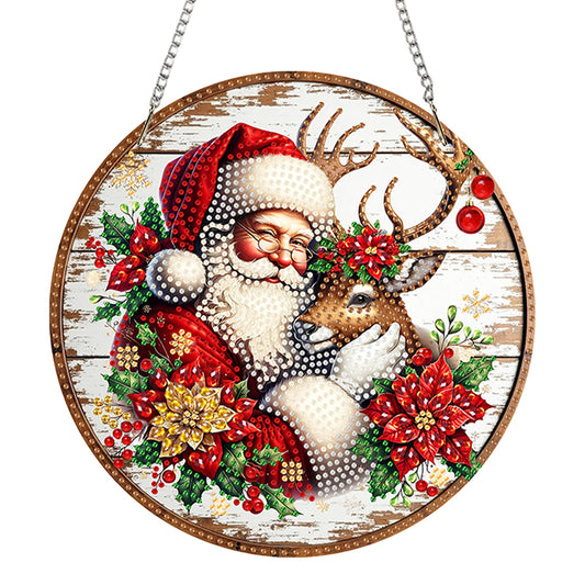 Acrylic 2D Flat DIY Christmas Diamond Art Pendant Wall Decor for Home & Windows