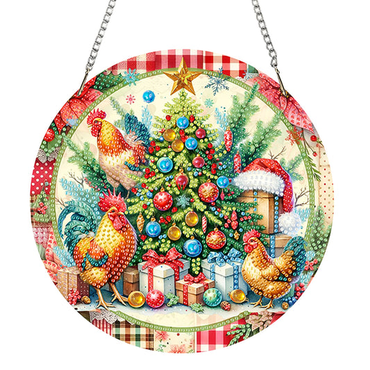 Acrylic 2D Flat DIY Christmas Diamond Art Pendant Wall Decor for Home & Windows