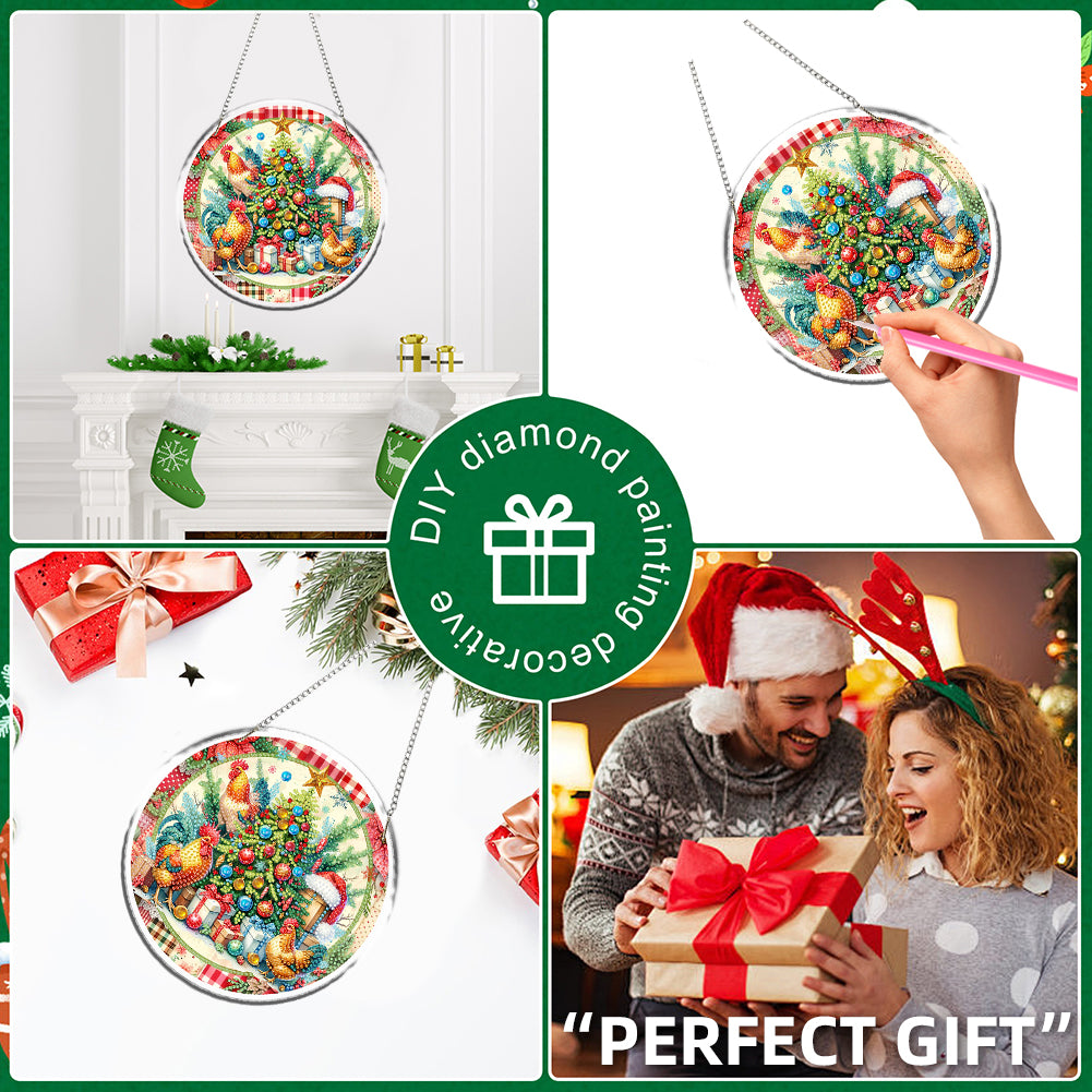 Acrylic 2D Flat DIY Christmas Diamond Art Pendant Wall Decor for Home & Windows
