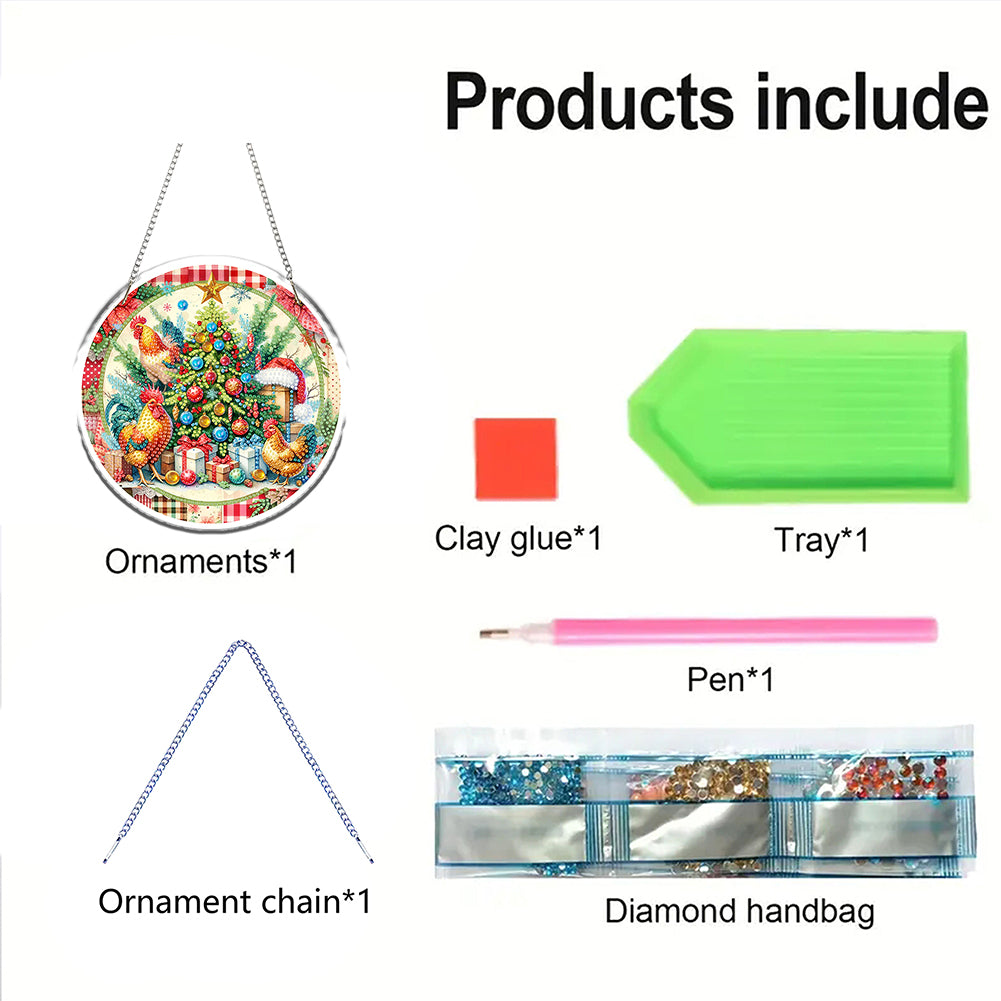 Acrylic 2D Flat DIY Christmas Diamond Art Pendant Wall Decor for Home & Windows