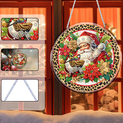 Acrylic 2D Flat DIY Christmas Santa Claus Diamond Art Pendant Wall Decor