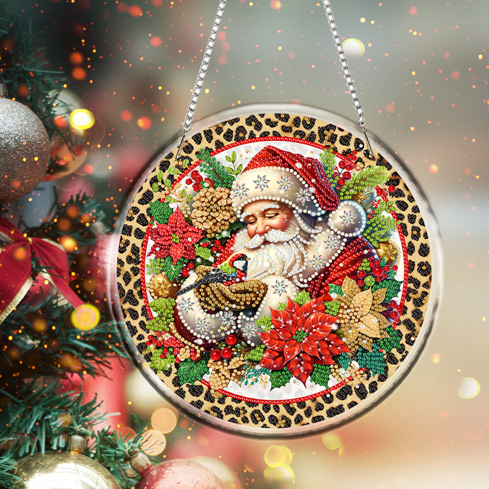 Acrylic 2D Flat DIY Christmas Diamond Art Pendant Wall Decor for Home & Windows