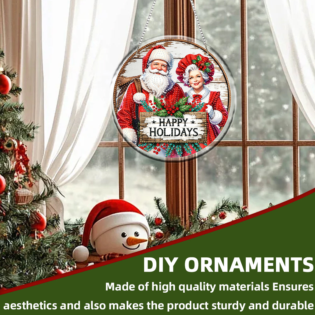 Acrylic 2D Flat DIY Christmas Diamond Art Pendant Wall Decor for Home & Windows