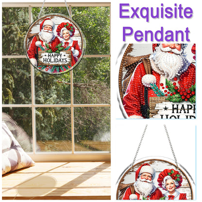 Acrylic 2D Flat DIY Christmas Diamond Art Pendant Wall Decor for Home & Windows