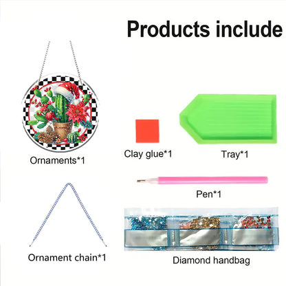 Acrylic 2D Flat DIY Christmas Diamond Art Pendant Wall Decor for Home & Windows